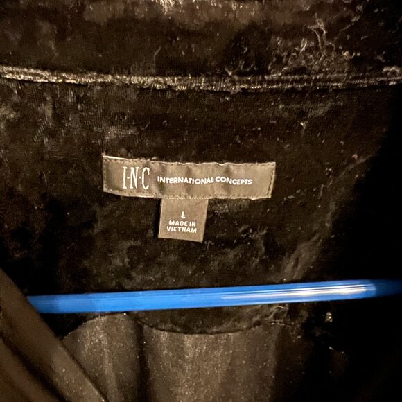 INC International Black Velour Velvet Button Down  Shirt - Picture 3 of 4